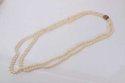 Lot 737 - Cultured pearl two strand necklace