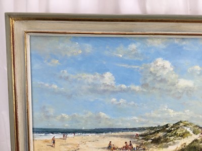 Lot 23 - John Sutton, oil on canvas - Walberswick beach, signed lower right, inscribed title on back, 65cm x 45cm, framed