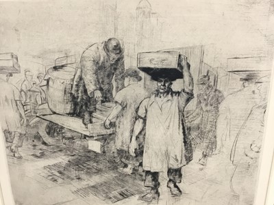 Lot 102 - Roland Batchelor (1889-1990), etching, Early Morning, Billingsgate