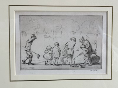 Lot 1157 - James Henry Dowd (1833-1916) signed etching - Rock Pooling, 11.5cm x 16.5cm, in glazed gilt frame