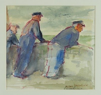 Lot 1154 - Roland Batchelor (1889-1990) watercolour, Le Tréport. Looking On, signed, 19.5cm x 20.5cm, in glazed frame