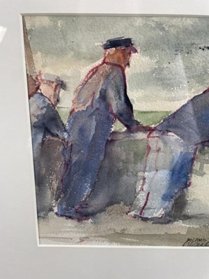 Lot 1154 - Roland Batchelor (1889-1990) watercolour, Le Tréport. Looking On, signed, 19.5cm x 20.5cm, in glazed frame