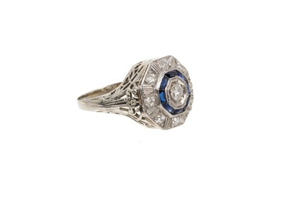 Lot 786 - Art Deco diamond and sapphire cocktail ring