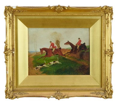 Lot 1122 - George Wright (1860-1942) set of four oils on board - A Hunting Day, signed, circa 1881, 17cm x 22cm, in oringal gilt frames