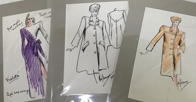 Lot 172 - Ian Thomas (The late Queen Elizabeth II’s Dress designer) three fashion drawings