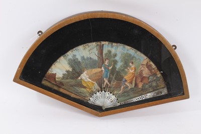 Lot 1082 - 18th century continental painted fan and another