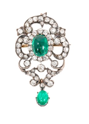 Lot 623 - Late Victorian emerald and diamond pendant/brooch