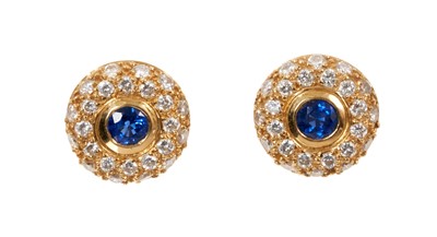 Lot 628 - Diamond and sapphire stud earrings