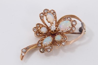 Lot 731 - Edwardian opal and diamond floral spray brooch