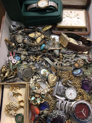 Lot 1055 - Group of costume jewellery and wristwatches including three 9ct gold chains and 9ct gold broken ring