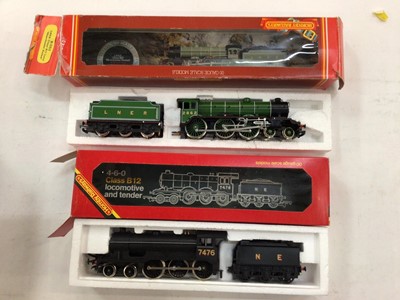 Lot 1875 - Replica railway OO gauge three boxed locomotives and tenders, Hornby R053 loco & tender, R150 LNER loco & tender, R252 loco (6)