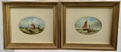 Lot 109 - P Fitzgerald (20th century) pair of oil on board, marine scenes, oval, 11 x 16cm, glazed frames