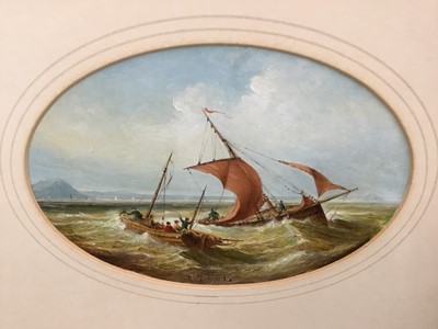 Lot 109 - P Fitzgerald (20th century) pair of oil on board, marine scenes, oval, 11 x 16cm, glazed frames