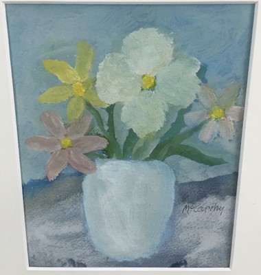Lot 121 - Peter McCarthy (contemporary) mixed media, vase of flowers, and another work by the same hand