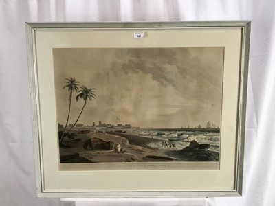 Lot 163 - Thomas Daniell (1749-1840) aquatint, South East View of Fort St. George, Madras, image 43 x 60cm, glazed frame
