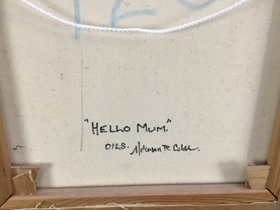 Lot 227 - Norman Coker, contemporary, oil on canvas, 'Hello Mum', signed, titled verso, 44 x 36cm, framed