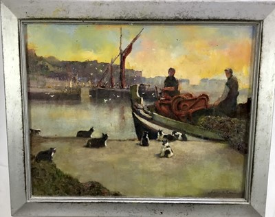 Lot 200 - Norman Coker, contemporary, oil on canvas, 'You will have a fishy on a dishy, when the boat comes in', signed, titled verso, 40 x 51cm, framed