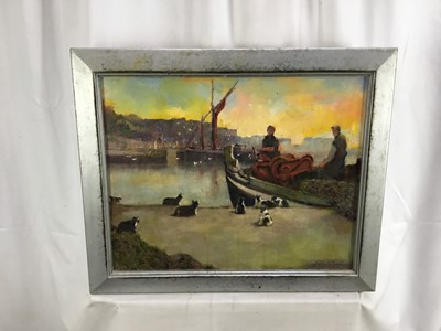 Lot 200 - Norman Coker, contemporary, oil on canvas, 'You will have a fishy on a dishy, when the boat comes in', signed, titled verso, 40 x 51cm, framed