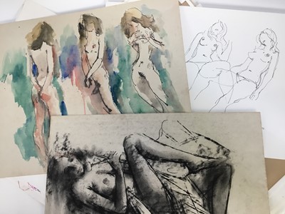 Lot 221 - Peter Collins (1923-2001) group of unframed life drawings on paper, various media including many signed and dated, approximately 100