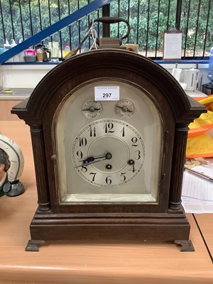 Lot 297 - Edwardian bracket clock with Junghans chiming movement in oak case