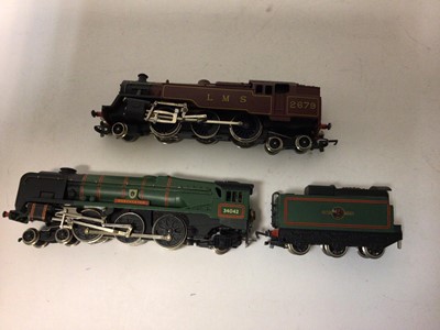 Lot 212 - selection of unboxed locomotives including Wrenn W2219 2-6-4T Class 4MT tank in LMS maroon and Wrenn W2236 4-6-2 BR West Country "Dorchester" 34042 and tender, plus Hornsby Dunlop EDL12 3 rail "Duc...