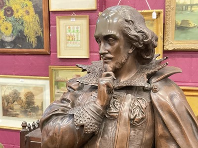 Lot 935 - John Jules B. Salmson (1823-1902): Substantial pair of bronze figures of Shakespeare and Rousseau