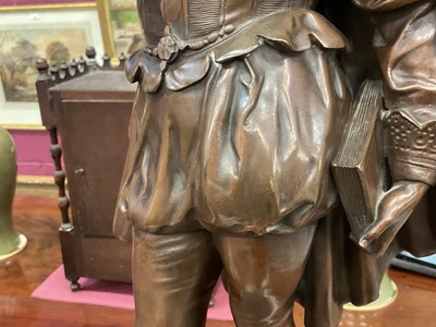Lot 935 - John Jules B. Salmson (1823-1902): Substantial pair of bronze figures of Shakespeare and Rousseau