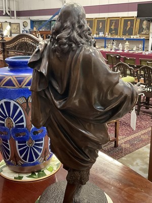 Lot 935 - John Jules B. Salmson (1823-1902): Substantial pair of bronze figures of Shakespeare and Rousseau