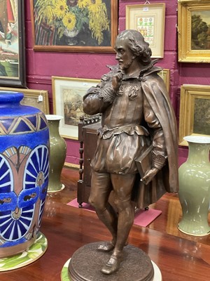Lot 935 - John Jules B. Salmson (1823-1902): Substantial pair of bronze figures of Shakespeare and Rousseau