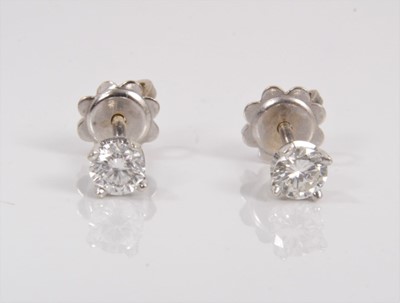 Lot 650 - Pair diamond earrings