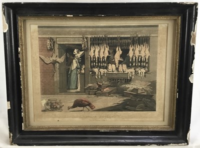 Lot 220 - Matthew Dubourg after James Pollard, aquatint - London Market, No 3, Poultry, published 1822, image 22 x 30, glazed frame