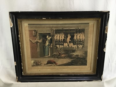 Lot 220 - Matthew Dubourg after James Pollard, aquatint - London Market, No 3, Poultry, published 1822, image 22 x 30, glazed frame