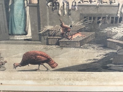 Lot 220 - Matthew Dubourg after James Pollard, aquatint - London Market, No 3, Poultry, published 1822, image 22 x 30, glazed frame