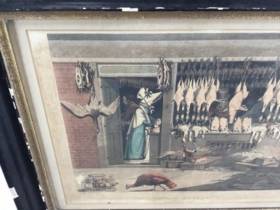 Lot 220 - Matthew Dubourg after James Pollard, aquatint - London Market, No 3, Poultry, published 1822, image 22 x 30, glazed frame