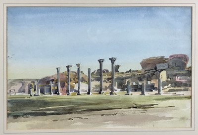 Lot 234 - Augustus John Cuthbert Hare (1834-1903) watercolour- Forum of Ostia, 28 x 41cm, glazed frame, gallery label verso for Albany Gallery, St James, London, SW1