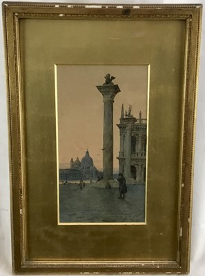 Lot 235 - V. Beneti, late 19th century, watercolour, St Mark's Square, Venice, signed, 27.5 x 15cm, glazed frame