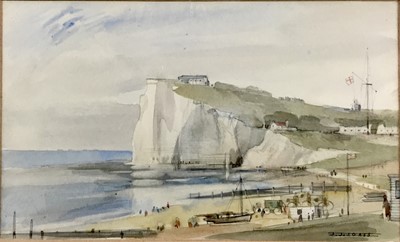 Lot 240 - John James Joass (1868-1952), watercolour, scene near Dover, signed 14 x 22cm, glazed frame