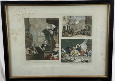 Lot 199 - Thomas Cook after William Hogarth, coloured engraving - Sleeping Congregation, pub. 1800, plate 30 x 39cm, glazed frame