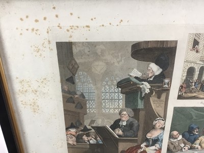 Lot 199 - Thomas Cook after William Hogarth, coloured engraving - Sleeping Congregation, pub. 1800, plate 30 x 39cm, glazed frame