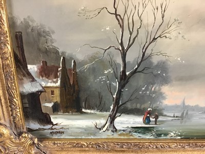 Lot 295 - Michael Jeffries, contemporary, oil in board - snow covered landscape, signed, 29cm x 39cm, in ornate gilt frame