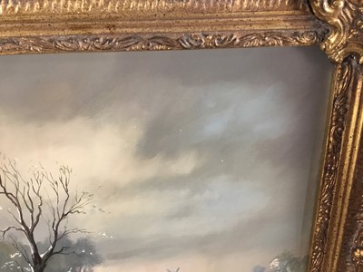 Lot 295 - Michael Jeffries, contemporary, oil in board - snow covered landscape, signed, 29cm x 39cm, in ornate gilt frame