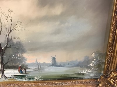 Lot 295 - Michael Jeffries, contemporary, oil in board - snow covered landscape, signed, 29cm x 39cm, in ornate gilt frame