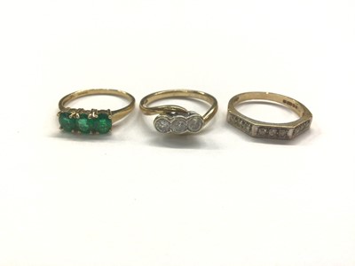 Lot 1000 - Three 9ct gold gem set dress rings