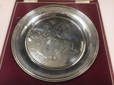 Lot 71 - Silver commemorative British Empire dish, in fitted case with certificate, numbered 474 of 1700. (London 1972) 7.8oz