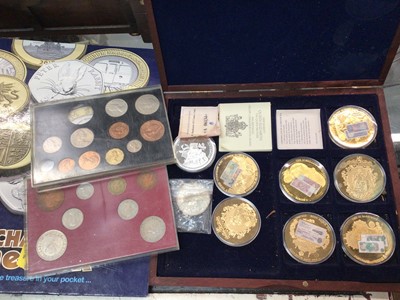 Lot 434 - Group of commemorative coins including seven gold plated British Banknotes coins and some coin first day covers