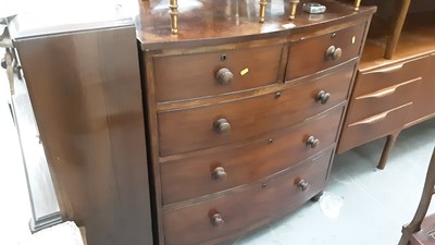 Lot 1243 - 19th century mahogany bowfronted chest of  two short and three long drawers