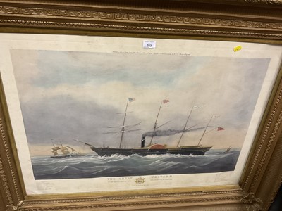 Lot 283 - Large Victorian style aquatint of the Great Western, together with an early 20th century watercolour