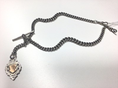 Lot 2 - Edwardian silver curb link watch chain/necklace with a silver fob