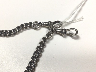 Lot 2 - Edwardian silver curb link watch chain/necklace with a silver fob