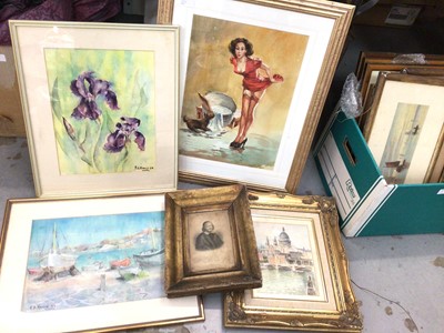Lot 385 - Collection of pictures and prints including landscapes, seascapes, flower studies etc